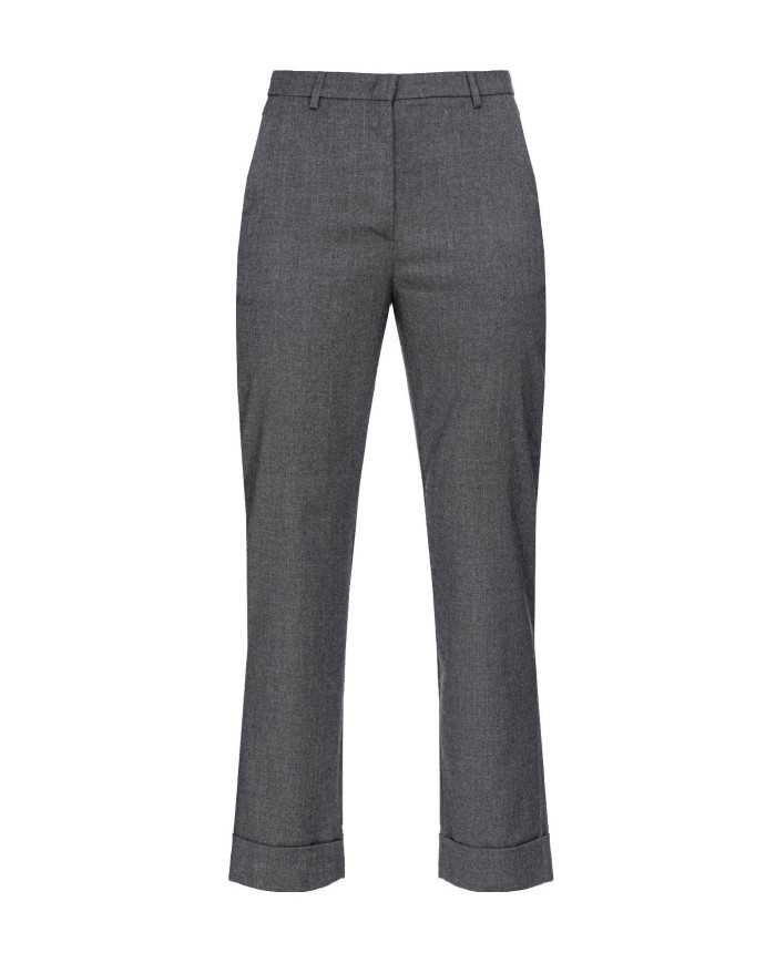 pantaloni grigio scuro da donna leggermente svasati in fondo | PINKO pantaloni grigio scuro da donna leggermente svasati in fondo | PINKO
