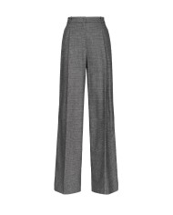 pantaloni wide-leg a palazzo grigio/nero da donna con pences | PINKO