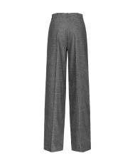 pantaloni wide-leg a palazzo grigio/nero da donna con pences | PINKO