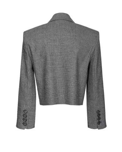giacca spencer grigio/nero da donna con piccolo collo a rever | PINKO giacca spencer grigio/nero da donna con piccolo collo a rever | PINKO