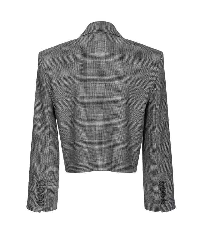 giacca spencer grigio/nero da donna con piccolo collo a rever | PINKO giacca spencer grigio/nero da donna con piccolo collo a rever | PINKO