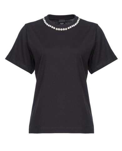 t-shirt nero limousine da donna con piccolo logo dietro | PINKO t-shirt nero limousine da donna con piccolo logo dietro | PINKO