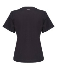 t-shirt nero limousine da donna con piccolo logo dietro | PINKO