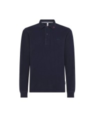 polo navy blue da uomo con dettaglio ricamato su colletto | SUN68