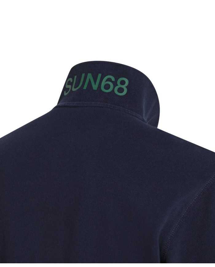polo navy blue da uomo con dettaglio ricamato su colletto | SUN68 polo navy blue da uomo con dettaglio ricamato su colletto | SUN68