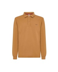 polo cammello da uomo con dettaglio ricamato su colletto | SUN68