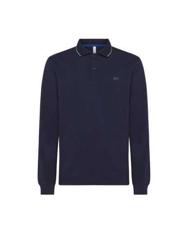 polo navy blue da uomo con dettaglio small stripes | SUN68 polo navy blue da uomo con dettaglio small stripes | SUN68