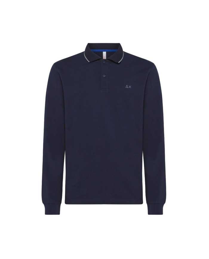 polo navy blue da uomo con dettaglio small stripes | SUN68 polo navy blue da uomo con dettaglio small stripes | SUN68