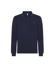 polo navy blue da uomo con dettaglio small stripes | SUN68