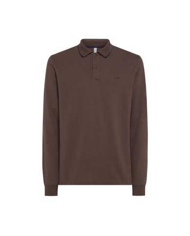 polo marrone da uomo con dettaglio small stripes | SUN68 polo marrone da uomo con dettaglio small stripes | SUN68