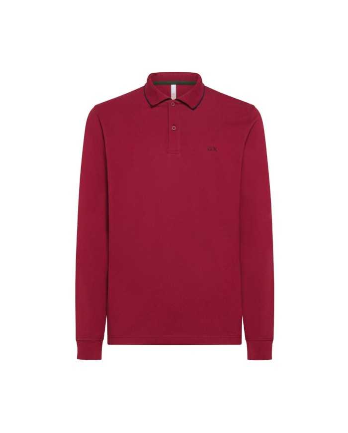 polo rosso da uomo con dettaglio small stripes | SUN68 polo rosso da uomo con dettaglio small stripes | SUN68