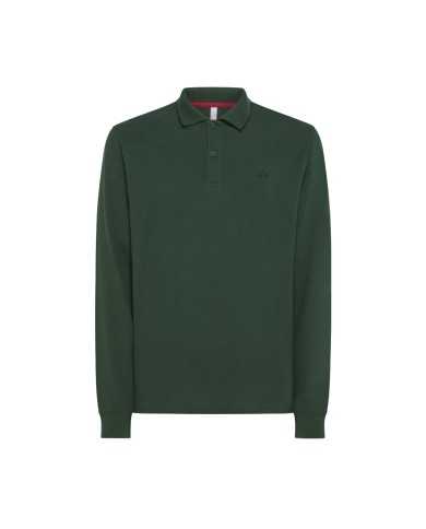 polo verde scuro da uomo con dettaglio small stripes | SUN68 polo verde scuro da uomo con dettaglio small stripes | SUN68