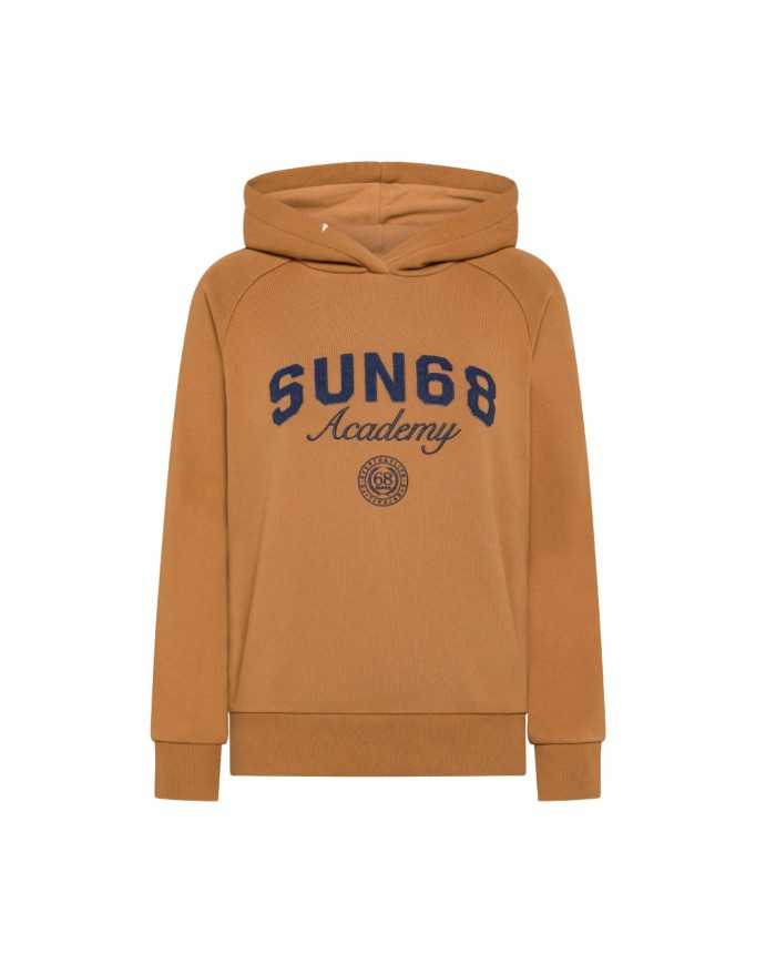 felpa con cappuccio cammello da donna con logo ricamo grande | SUN68 felpa con cappuccio cammello da donna con logo ricamo grande | SUN68