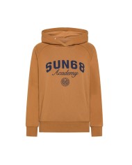 felpa con cappuccio cammello da donna con logo ricamo grande | SUN68