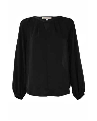 blusa nero da donna con scollatura a barchetta e pinces | KOCCA