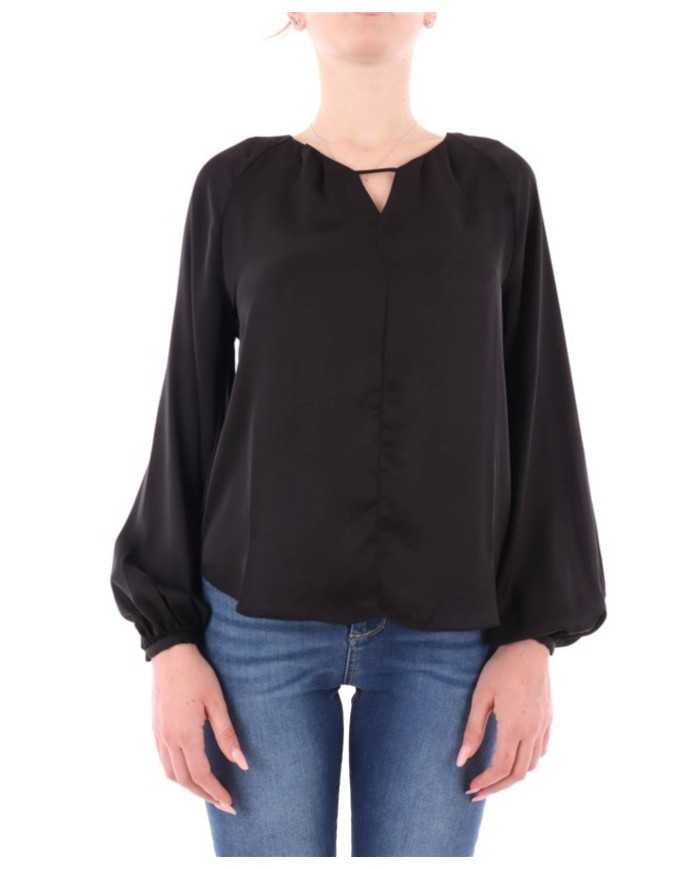blusa nero da donna con scollatura a barchetta e pinces | KOCCA blusa nero da donna con scollatura a barchetta e pinces | KOCCA