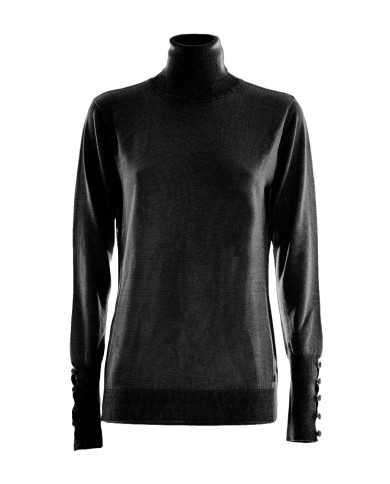 dolcevita nero da donna con polsini decorati con bottoni | KOCCA