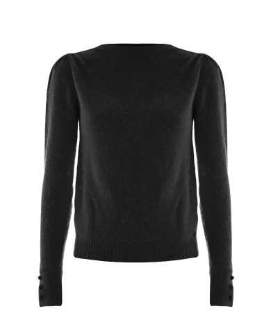 maglia nero da donna con leggera arricciatura | KOCCA