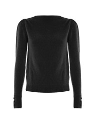 maglia nero da donna con leggera arricciatura | KOCCA