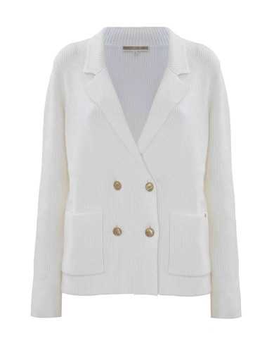 maglia stile giacca doppiopetto latte/panna da donna | KOCCA maglia stile giacca doppiopetto latte/panna da donna | KOCCA