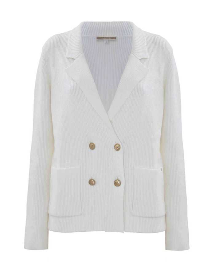 maglia stile giacca doppiopetto latte/panna da donna | KOCCA maglia stile giacca doppiopetto latte/panna da donna | KOCCA