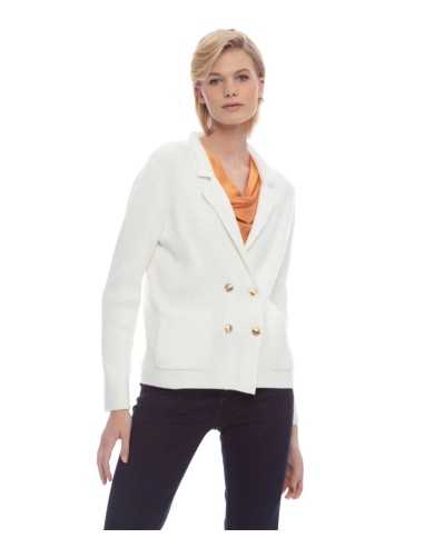 maglia stile giacca doppiopetto latte/panna da donna | KOCCA maglia stile giacca doppiopetto latte/panna da donna | KOCCA