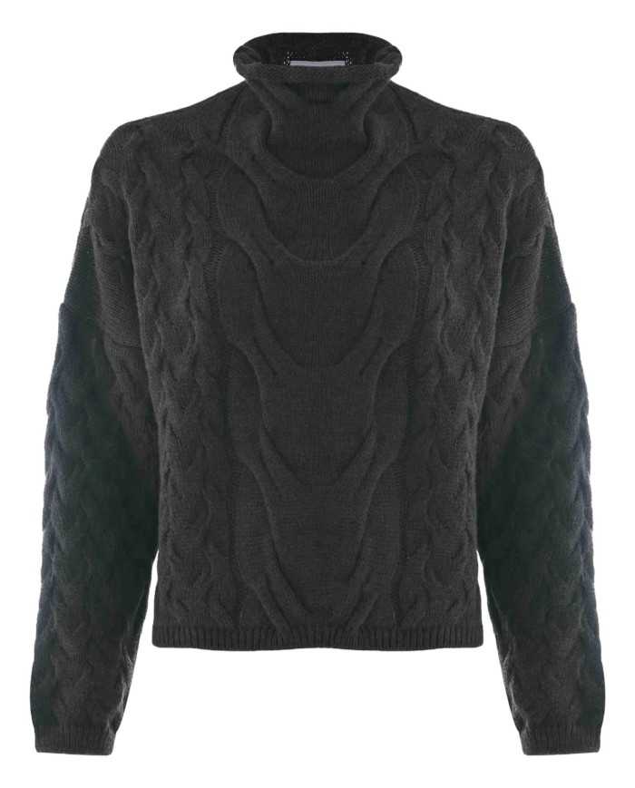 maglia verde militare da donna con pattern in rilievo | KOCCA maglia verde militare da donna con pattern in rilievo | KOCCA