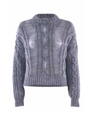 lupetto grigio melange da donna traforato su capo | KOCCA