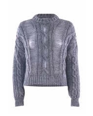 lupetto grigio melange da donna traforato su capo | KOCCA