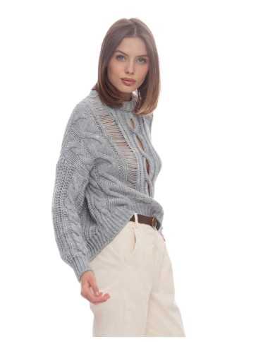 lupetto grigio melange da donna traforato su capo | KOCCA