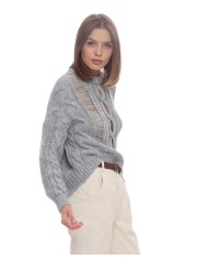 lupetto grigio melange da donna traforato su capo | KOCCA