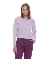 maglia lilla cenere da donna con girocollo alto | KOCCA