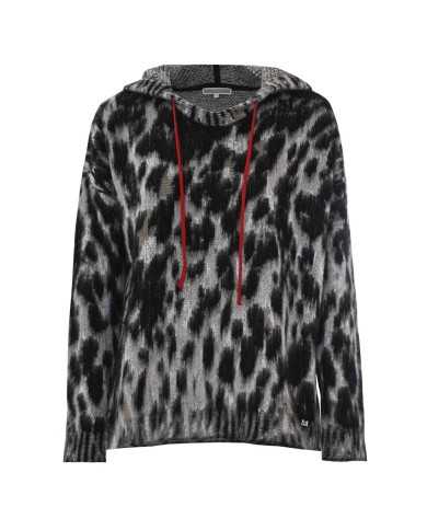 maglia con fantasia animalier maculata da donna con cappuccio | KOCCA maglia con fantasia animalier maculata da donna con cappuccio | KOCCA