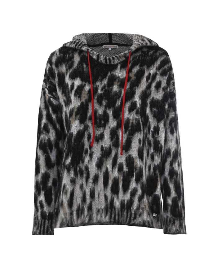 maglia con fantasia animalier maculata da donna con cappuccio | KOCCA maglia con fantasia animalier maculata da donna con cappuccio | KOCCA