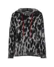 maglia con fantasia animalier maculata da donna con cappuccio | KOCCA
