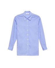 camicia azzurro da donna con logo ricamato e rigatura | GAELLE