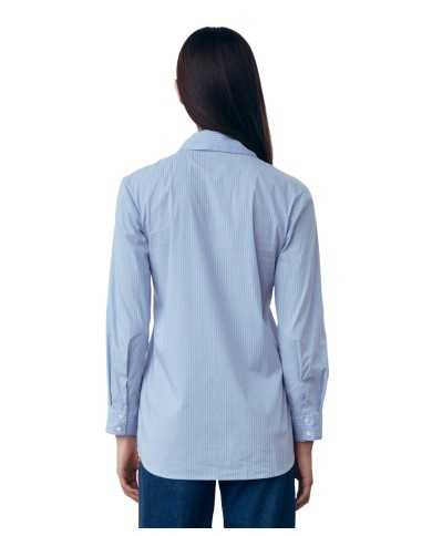 camicia azzurro da donna con logo ricamato e rigatura | GAELLE