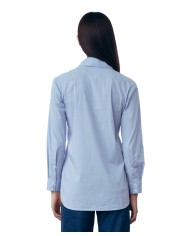 camicia azzurro da donna con logo ricamato e rigatura | GAELLE