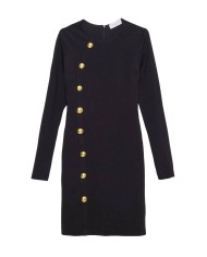 abito lungo nero da donna con bottoni abbinati | GAELLE