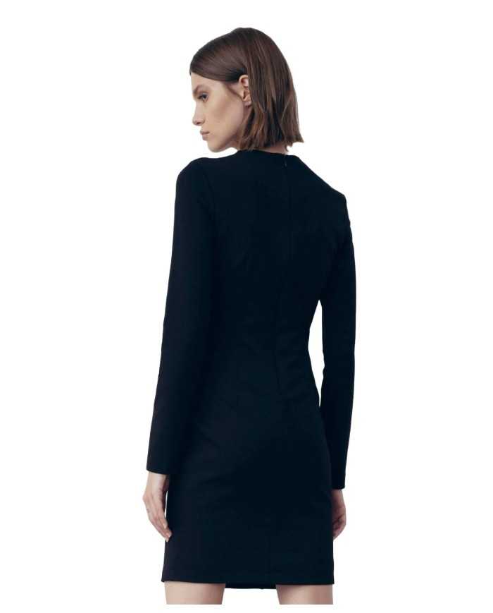 abito lungo nero da donna con bottoni abbinati | GAELLE