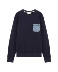 Felpa blue navy da uomo con taschino LOGATO su PATCH | ROY ROGER’S