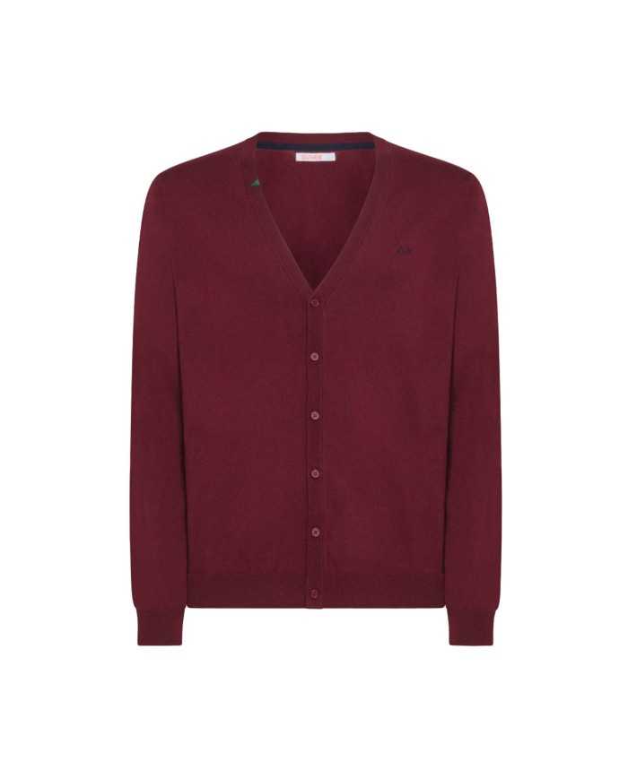 Cardigan bordeaux da uomo con LOGO RICAMATO avanti | SUN68 Cardigan bordeaux da uomo con LOGO RICAMATO avanti | SUN68
