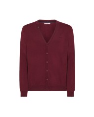 Cardigan bordeaux da uomo con LOGO RICAMATO avanti | SUN68