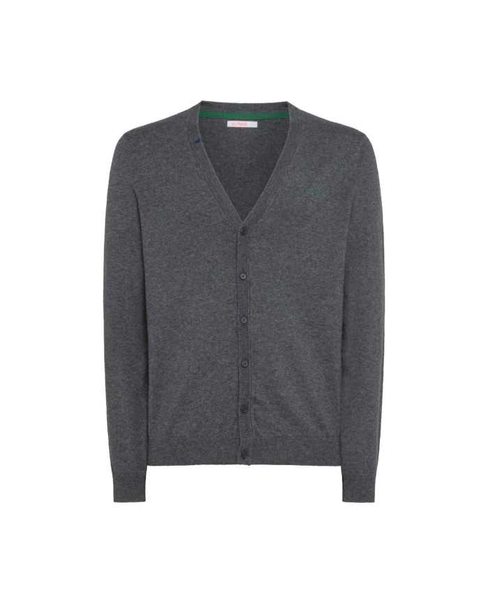 Cardigan grigio scuro da uomo con LOGO RICAMATO avanti | SUN68 Cardigan grigio scuro da uomo con LOGO RICAMATO avanti | SUN68