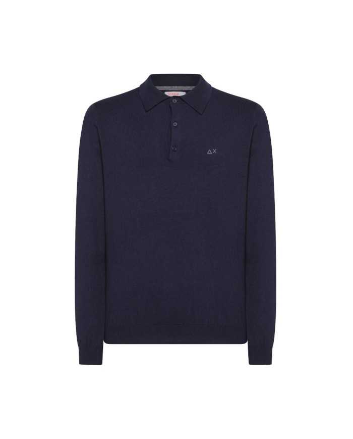 Polo navy blue da uomo con LOGO RICAMATO avanti | SUN68 Polo navy blue da uomo con LOGO RICAMATO avanti | SUN68