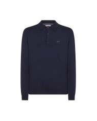 Polo navy blue da uomo con LOGO RICAMATO avanti | SUN68