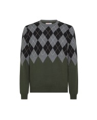 Maglia militare scuro uomo con motivo GEOMETRICO e LOGO RICAMO | SUN68