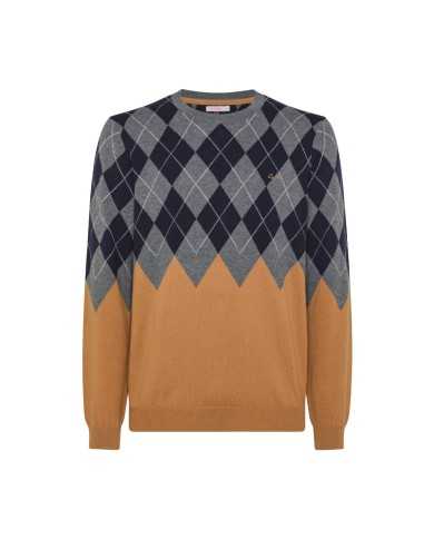 Maglia cammello da uomo con motivo GEOMETRICO e LOGO RICAMO | SUN68 Maglia cammello da uomo con motivo GEOMETRICO e LOGO RICAMO | SUN68