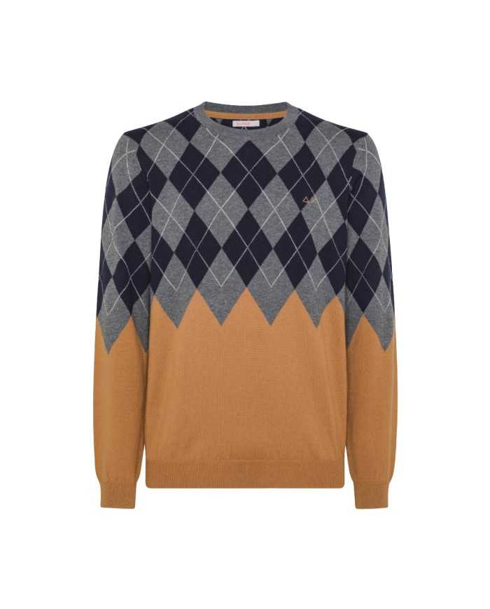Maglia cammello da uomo con motivo GEOMETRICO e LOGO RICAMO | SUN68 Maglia cammello da uomo con motivo GEOMETRICO e LOGO RICAMO | SUN68