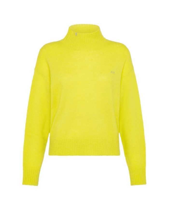 lupetto lime da donna con LOGO RICAMATO e bordi a COSTINE | SUN68 lupetto lime da donna con LOGO RICAMATO e bordi a COSTINE | SUN68